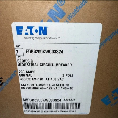 NEW Eaton FDB3200KWC03S24 Industrial Circuit Breaker 200 A 3 Pole