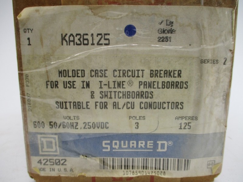 SQUARE D KA36125 SER. 2 600VAC 125A NSMP