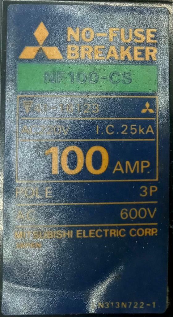 Mitsubishi NF100-CS 3 Pole Circuit Breaker 100A 600V
