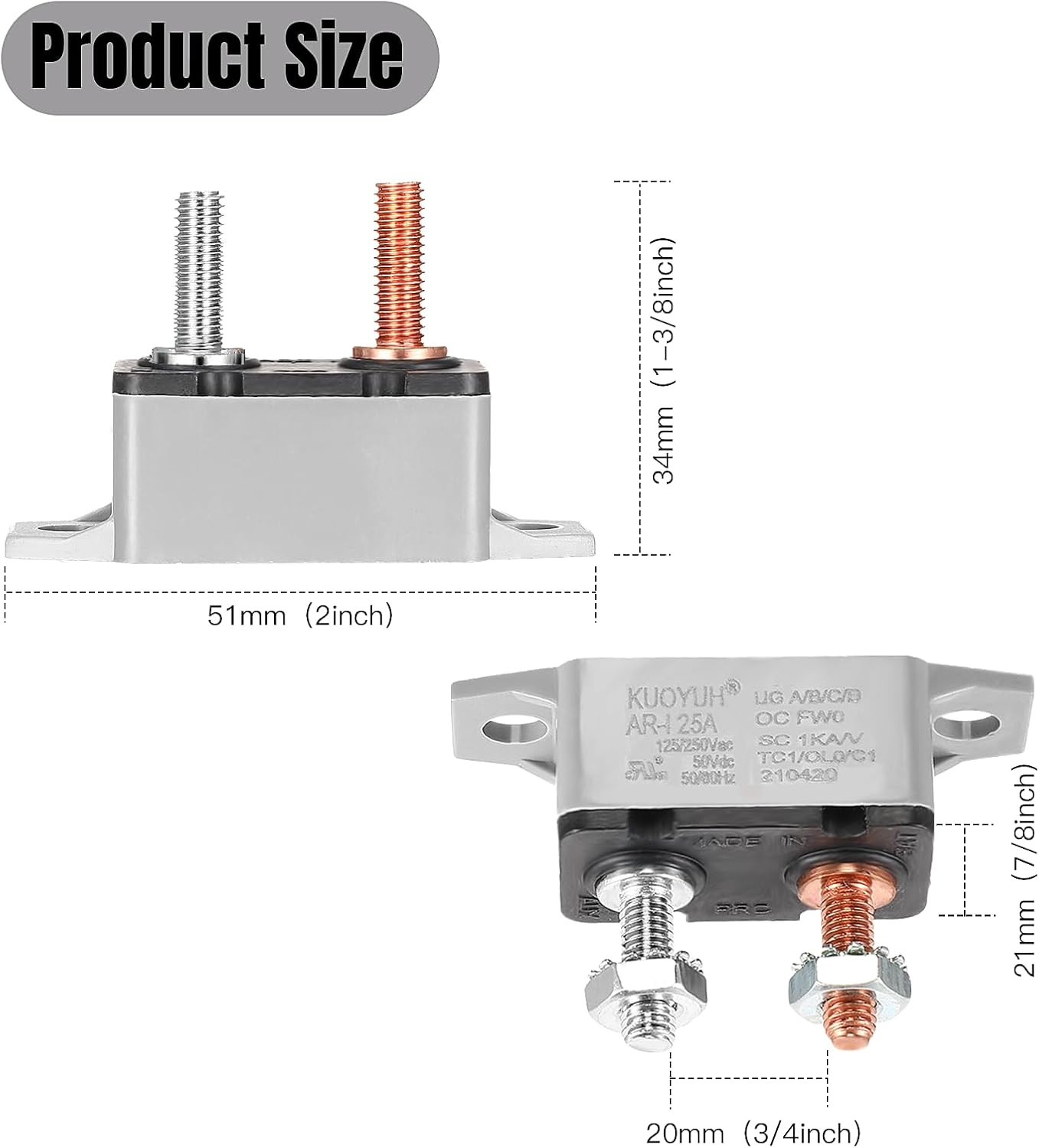 4 Pieces DC 12V – 24V Automatic Reset Circuit Breaker Circuit Breaker with Co…