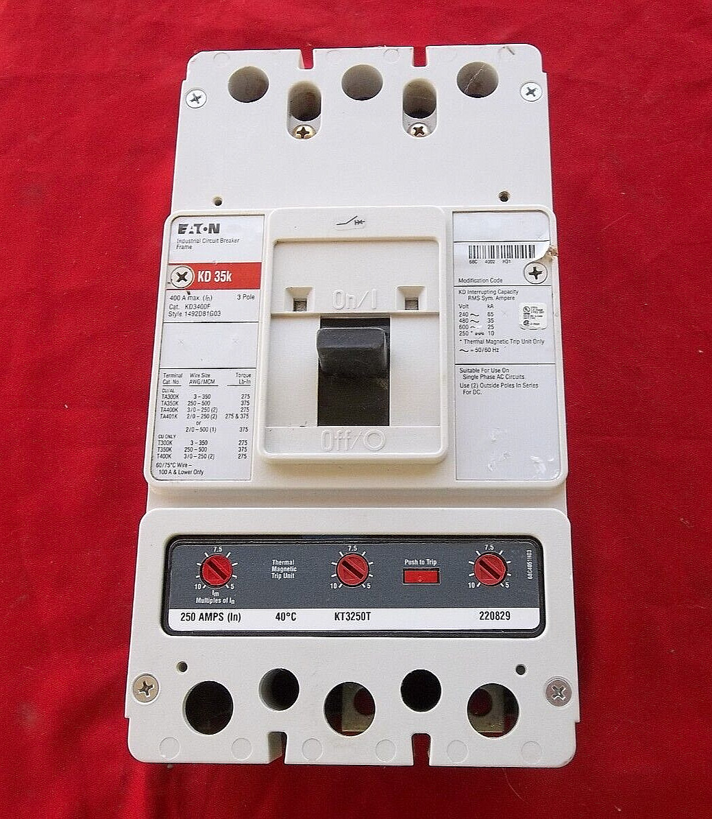 EATON KD3400F circuit breaker 9 20 7