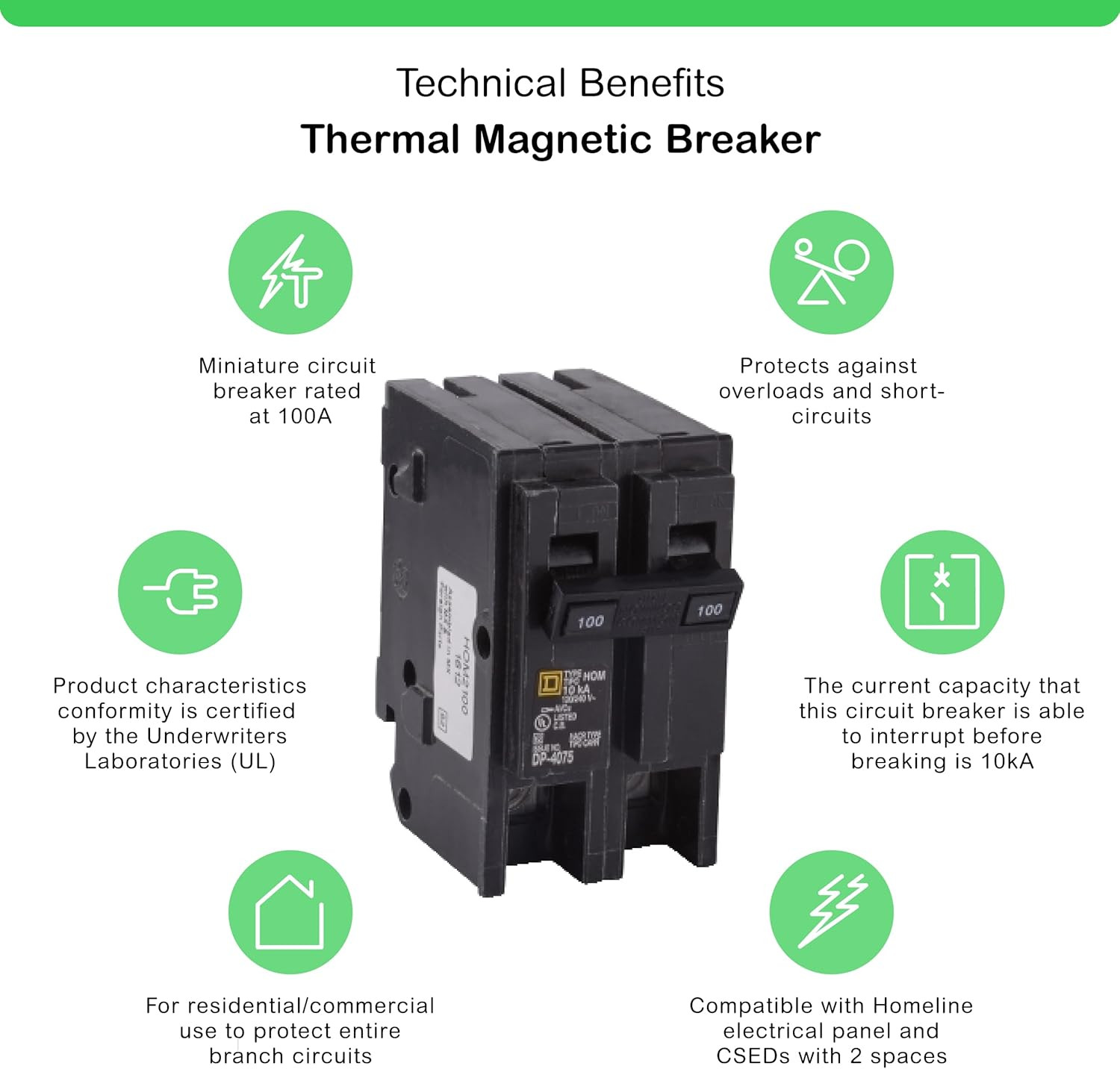 Square D by HOM2100CP Homeline 100-Amp Two-Pole Circuit Breaker