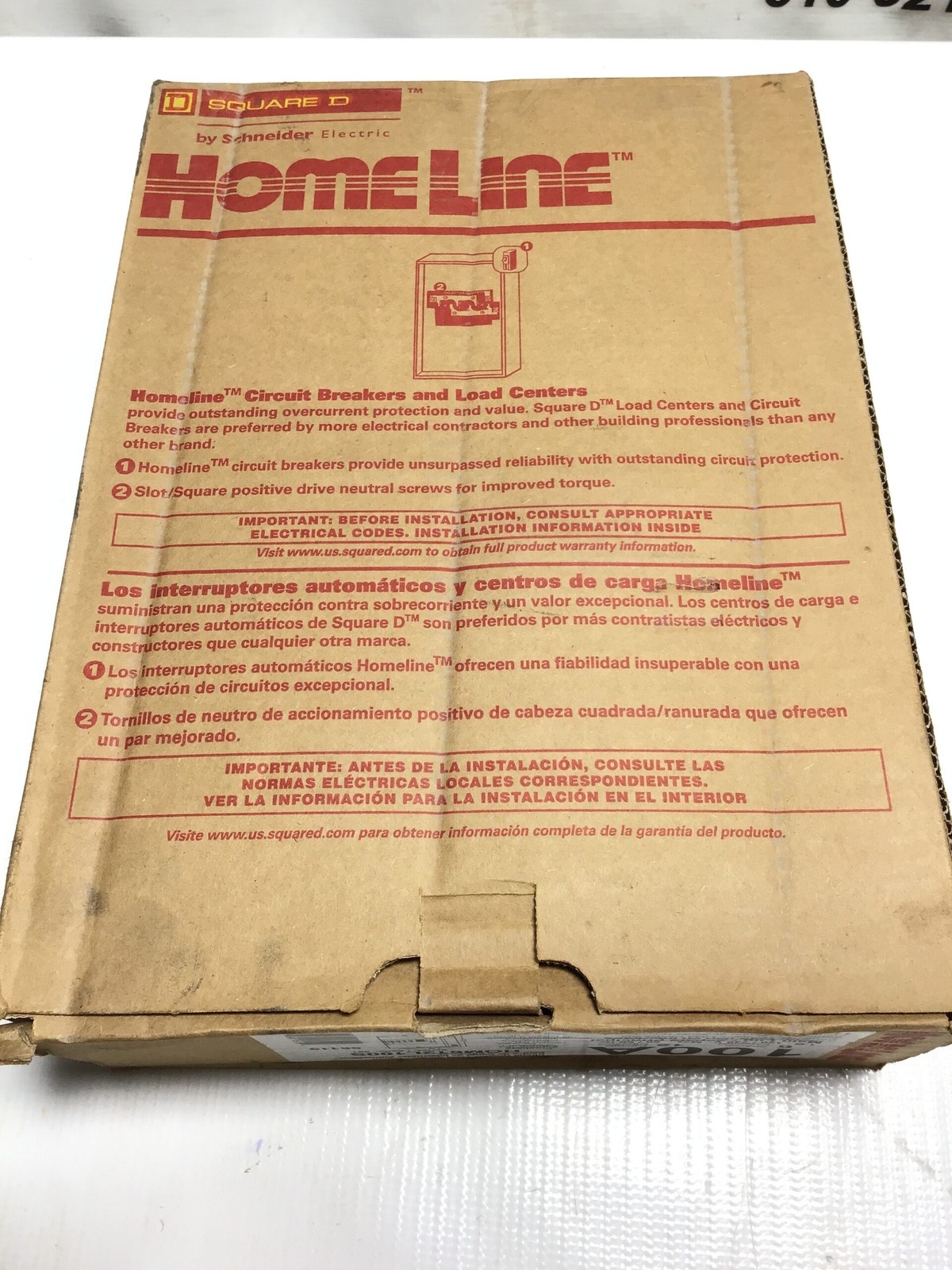 Square D HOM612L100S Homeline Circuit Breaker Load Center 100A 120/240V 50/60Hz