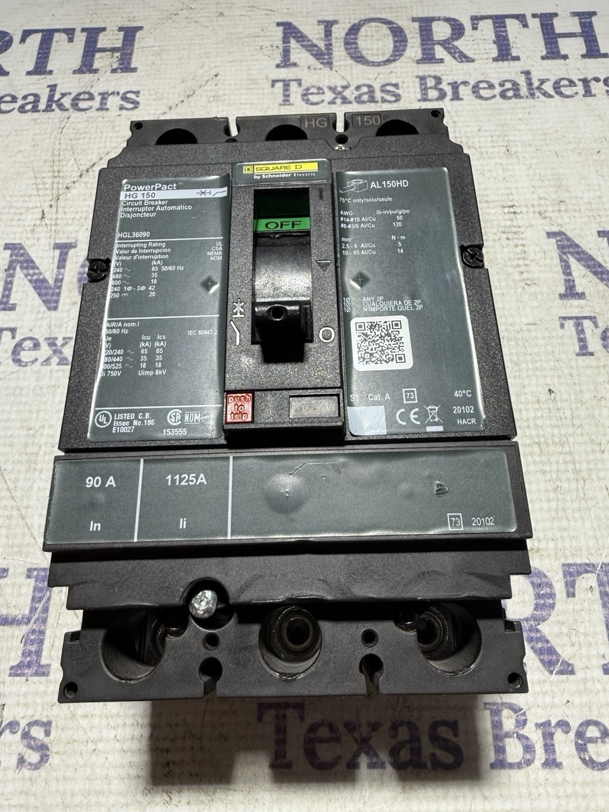 Square D HGL36090 3P 600V 90A Circuit Breaker
