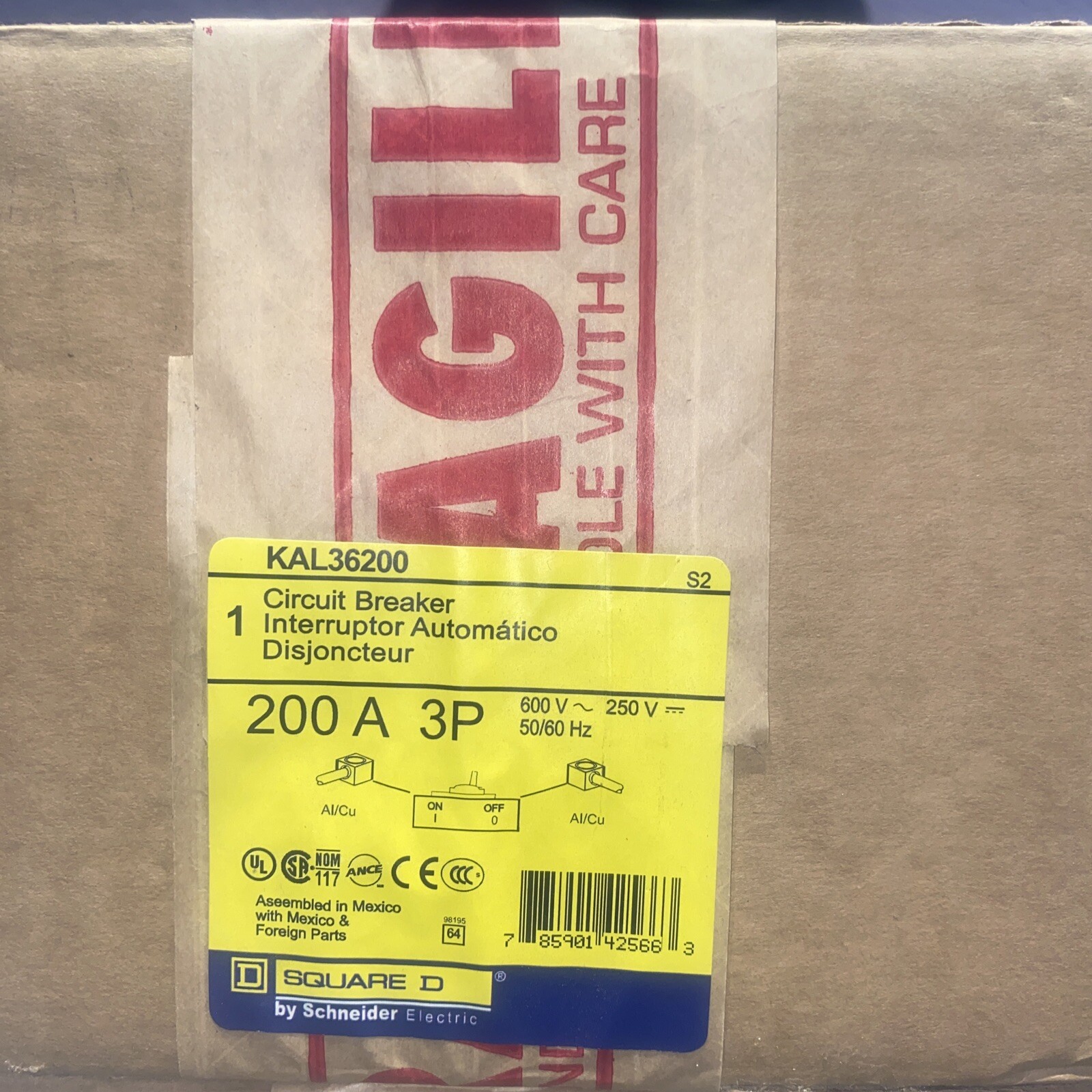 SQD KAL36200 – CIRCUIT BREAKER 200A 600V 3 POLE OBSOLETE