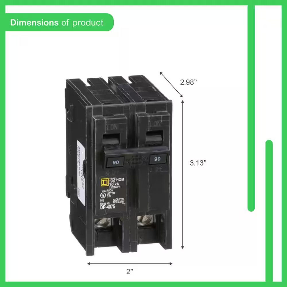 Homeline 90-Amp 2-Pole Circuit Breaker (HOM290CP)