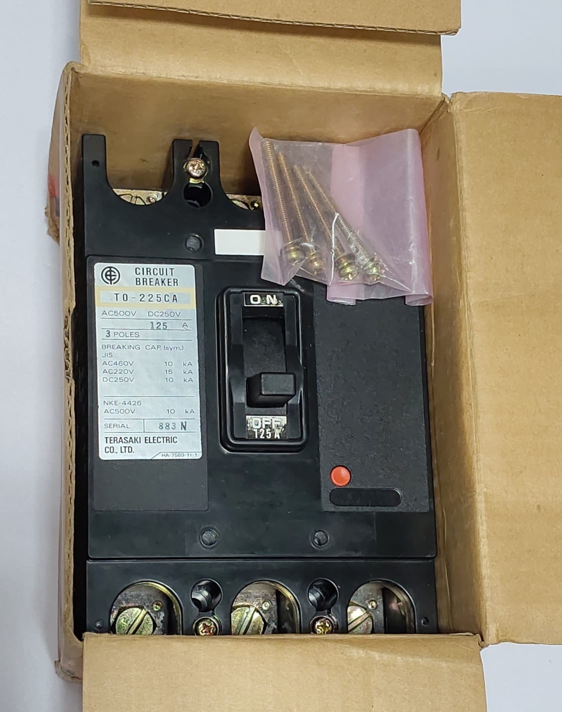 NEW BOX TERASAKI T0-225CA 3 Pole 125 A Circuit Breaker AC500V DC250V TO-225CA #2
