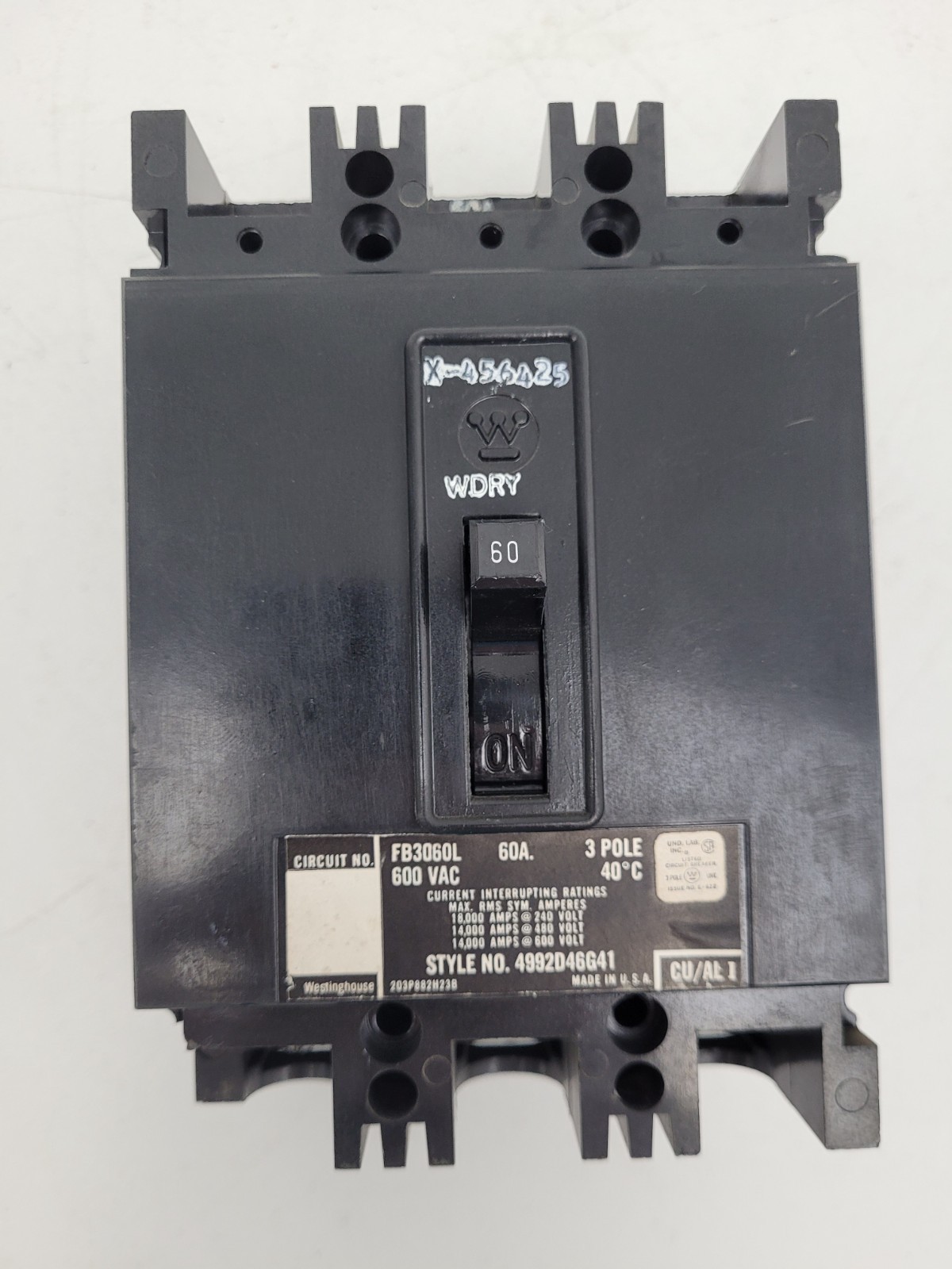 FB3060L Westinghouse 60 Amp 600 VAC Circuit Breaker – Next Day Option – Flaw