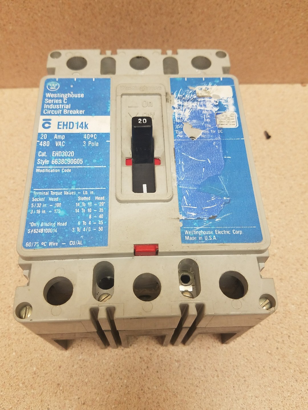 Westinghouse EHD3020 20A 3P 480V 1 YEAR WARRANTY