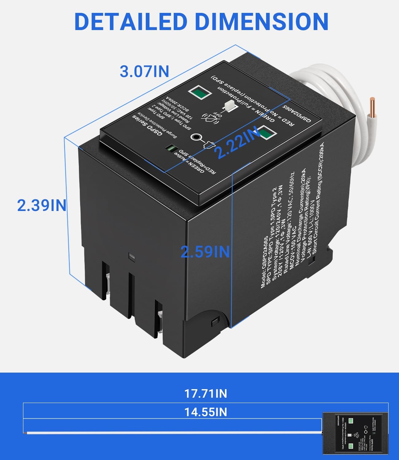 for Siemens QSPD2A065P 2-Pole 65kA 120/240V 1Ø AC House Surge Protection Device
