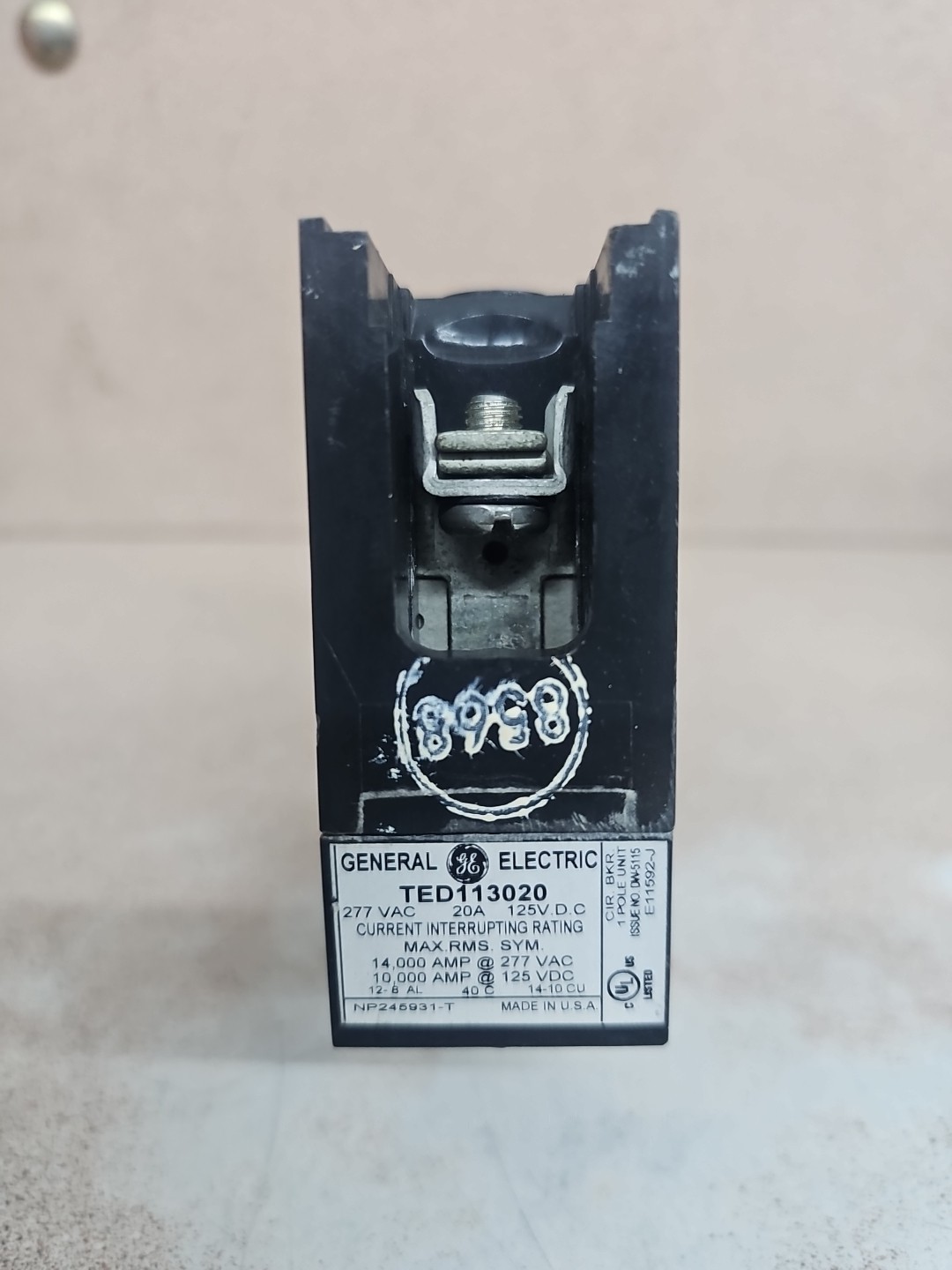 GE TED113020 Circuit Breaker, 20A, 1P, 277V