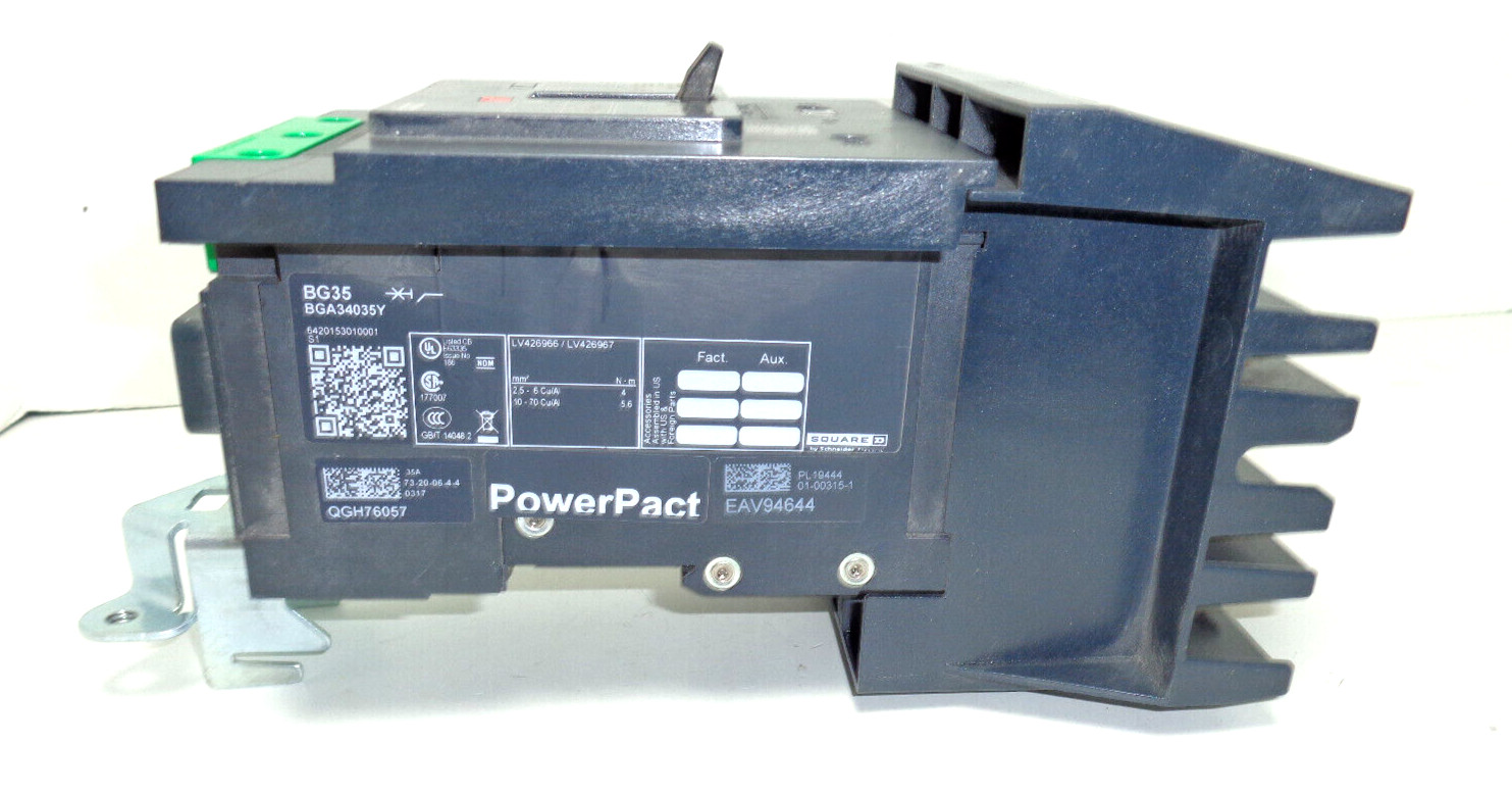SQUARE D POWERPACT BG CIRCUIT BREAKER BGA34035Y 35AMP 3POLE 3 PHASE