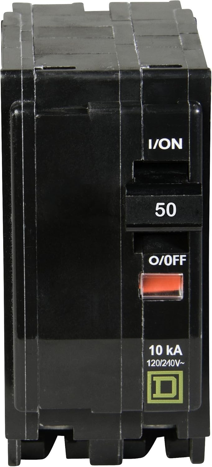 Square D by Qwik Open 50 Amp Mini Circuit Breaker, 2 Pole, 120/240V AC, 10kA …