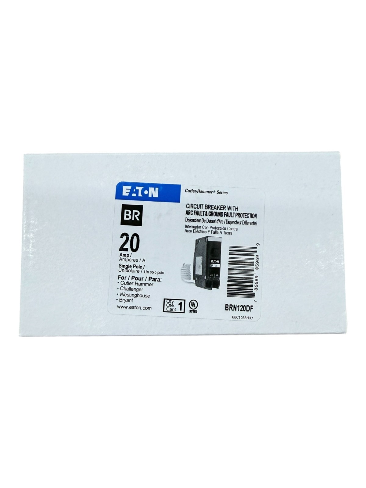 Eaton BRN120DF – 20 Amp – 1 Pole – Dual Function Circuit Breaker