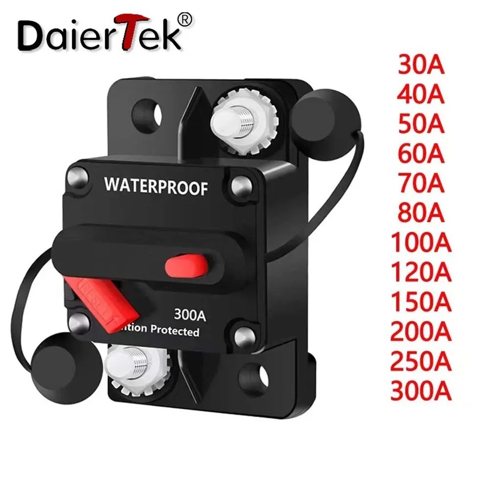Waterproof Car Circuit Breaker Fuse Reset 30-300 Amp 12V-48V DC Car Boat Auto