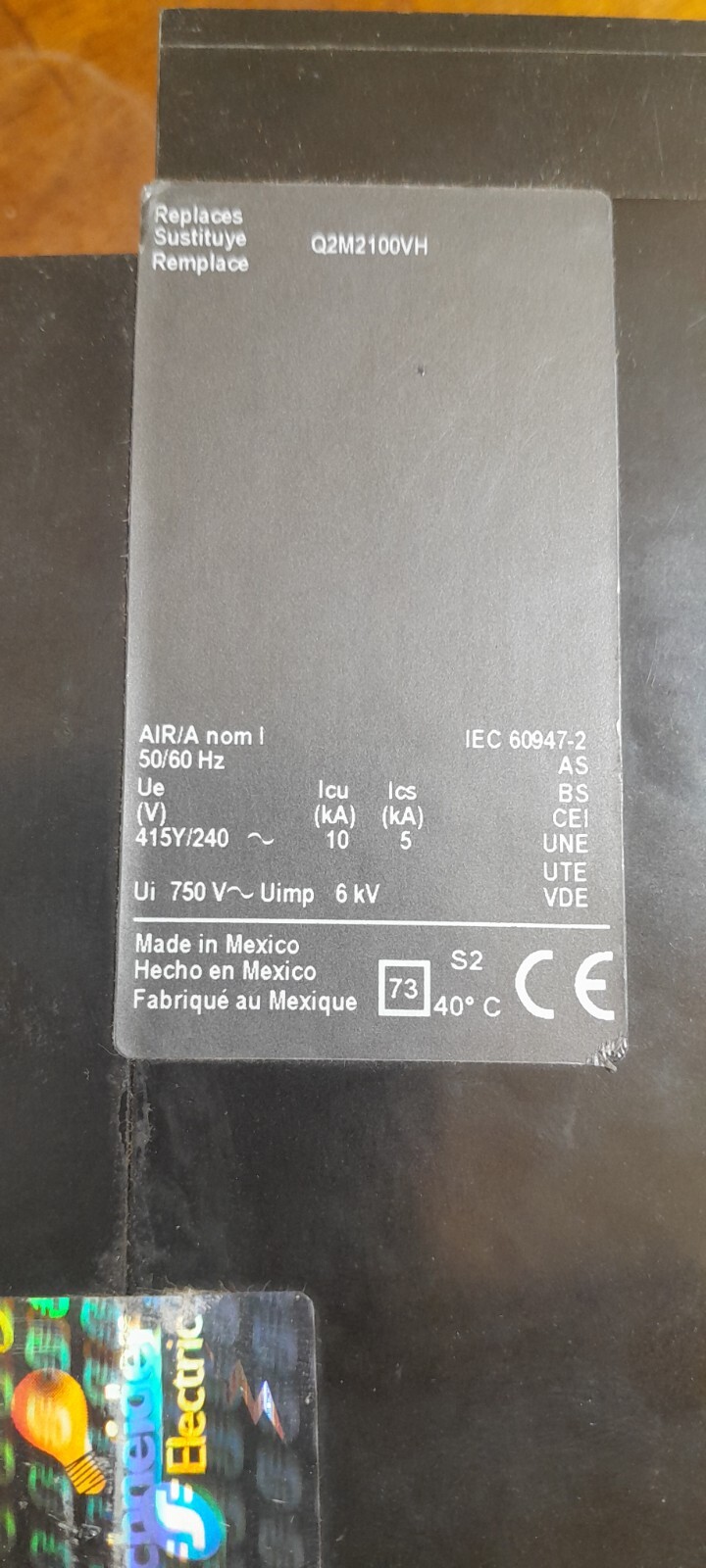 SQUARE D QDP22100TM 2 pole 100 amp 25kA@240v QD PowerPact Breaker