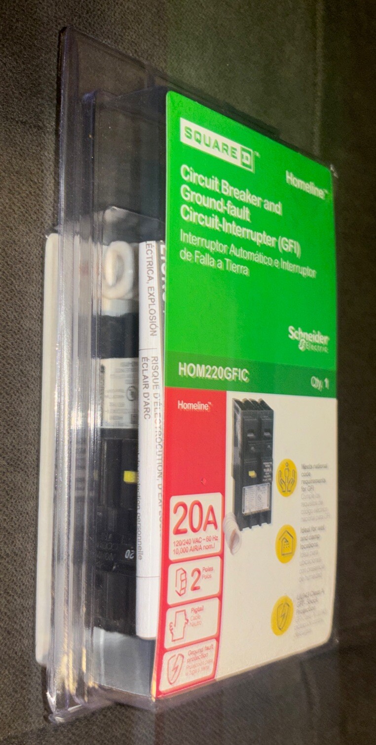 Square D Homeline 20-Amp 2-Pole GFCI Circuit Breaker 🔌Model#{HOM220GFIC}