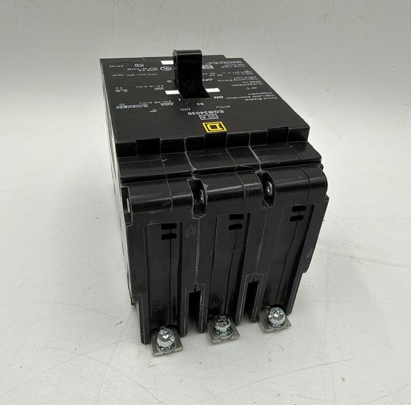 Square D EGB34030 Bolt On Circuit Breaker 30A 480V 3P EGB 30 Amp 3 Pole New