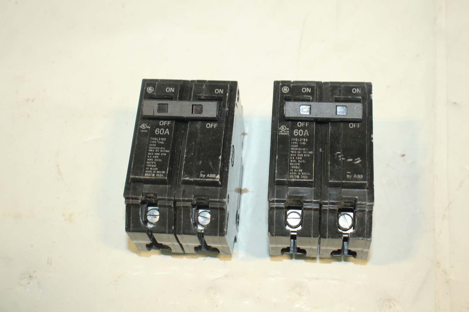 Lot of 2 ABB 60A Circuit Breaker THQL2160