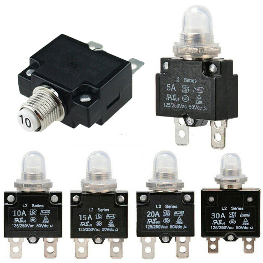 DC 50V 5-30A Push Button Manual Reset Thermal Circuit Breaker Overload Switch