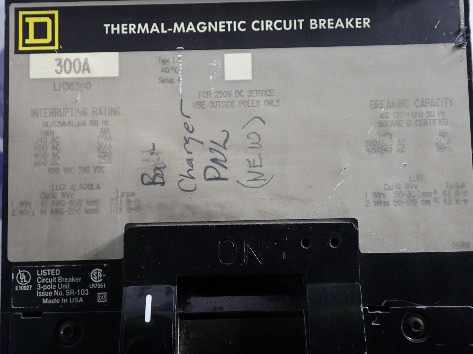 Square D LH36300 300 amp I line Circuit Breaker 35kA@480v Gray Label – TESTED