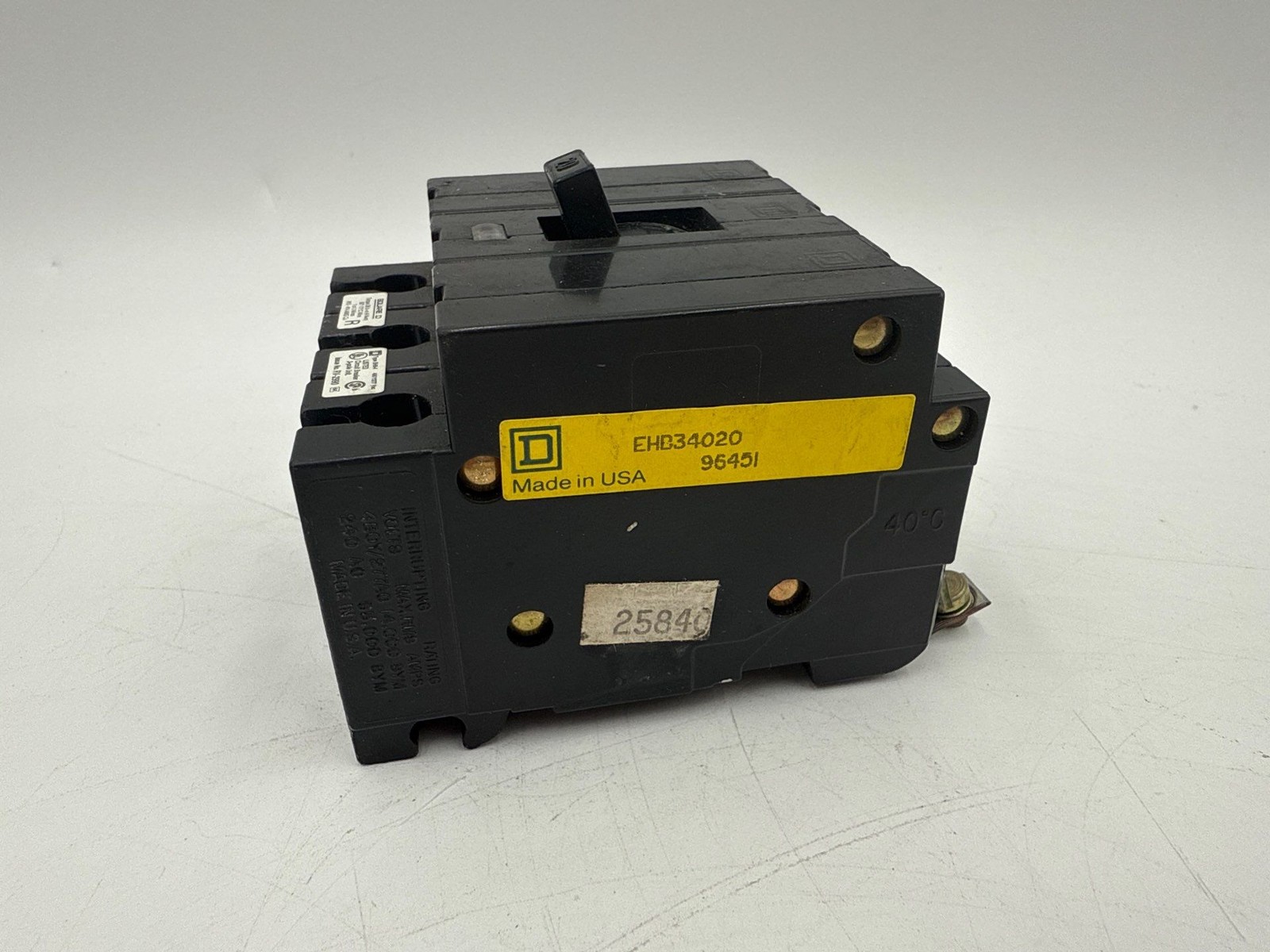Square D EHB34020 Bolt On Circuit Breaker 20A 3P 277/480V EHB 20 Amp 3 Pole