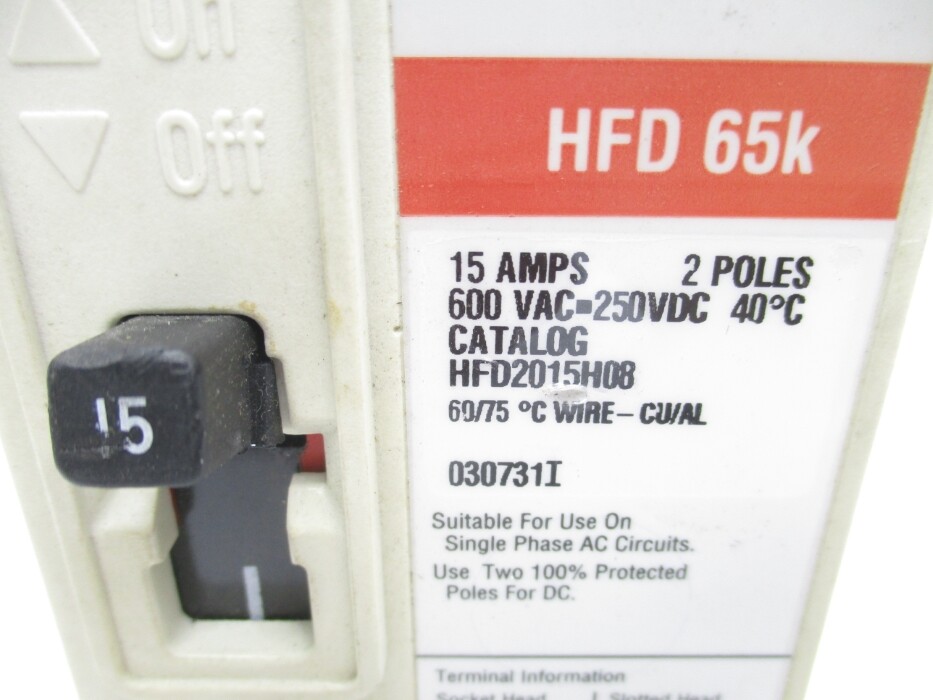 CUTLER HAMMER HFD2015H08 15A 600VAC UNMP