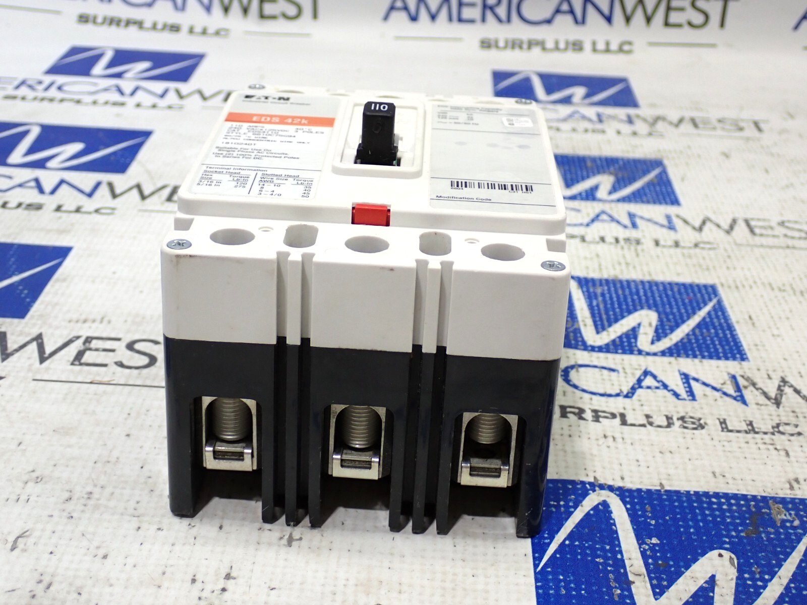 Eaton EDS3110 3 Pole 110 Amp 240 Volt EDS 42k Circuit Breaker – Tested