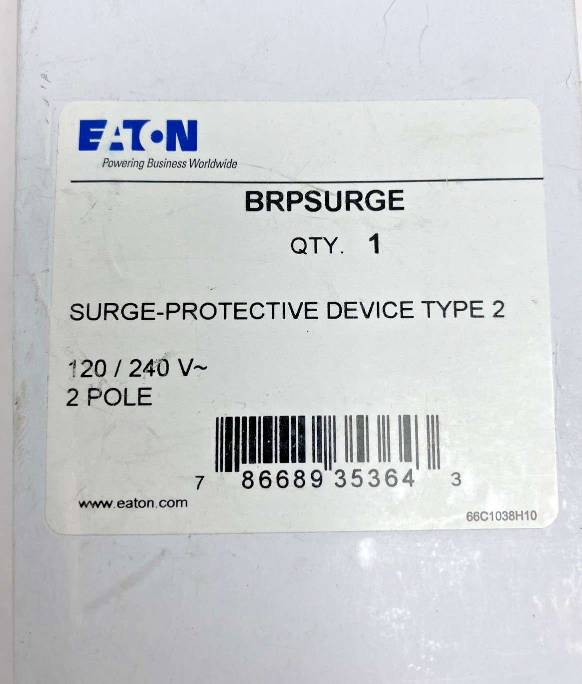 BRPSURGE Eaton, Surge Protective Device, Type 2, 120/240V, 2 Pole
