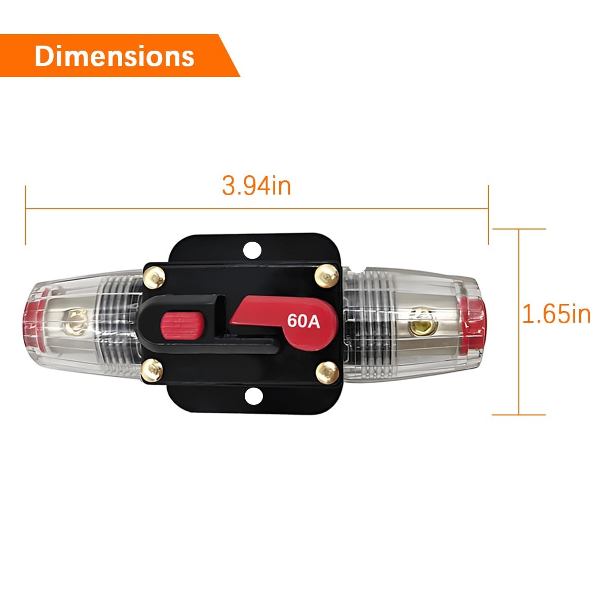 60 Amp Car Circuit Breaker, 12V-24V Manual Reset Vehicle Inline Fuse Inverter…