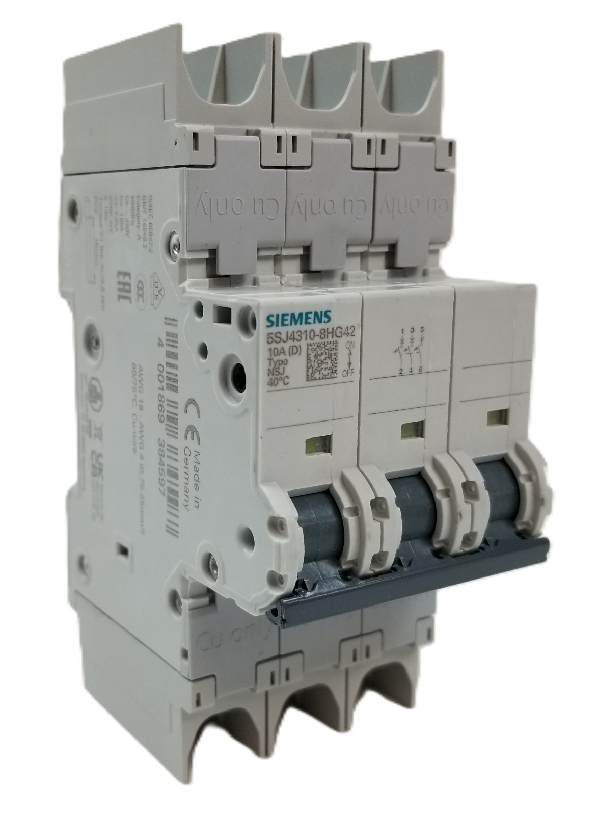 Siemens 5SJ4310-8HG42 Mini Circuit Breaker 10A 3-Pole 480Y/277V D-Char NEW