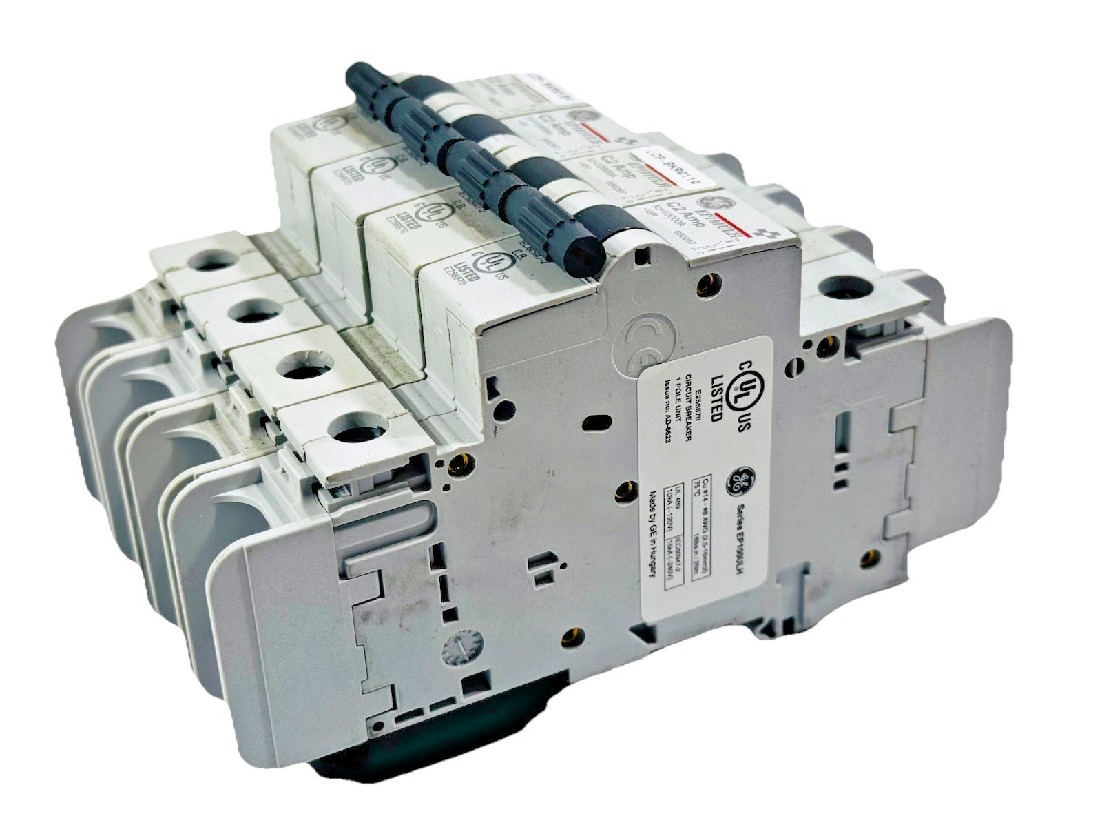 Lot of 4 ea GE EP101ULHC2 / 690267 E256870 2 Amp Mini Circuit Breaker 1 Pole 120