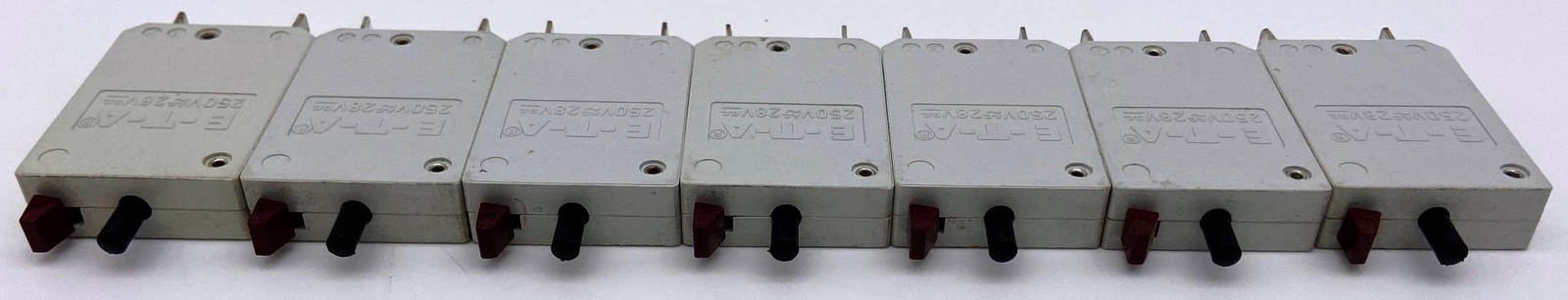 Qty 7 Assorted, E-T-A 12-P10-H-KF Resettable Circuit Breakers, 250VAC, 28VDC ETA