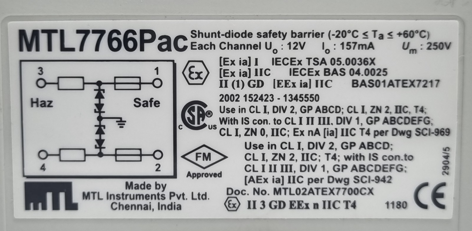 MTL 7766Pac Shunt-diode safety barrier 1 Piece