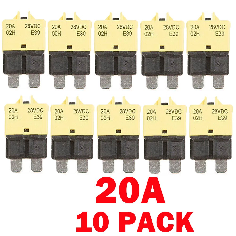 10PC 20A Car Manual Circuit Breaker Blade Fuse 12V/24V Resettable Boat Marine