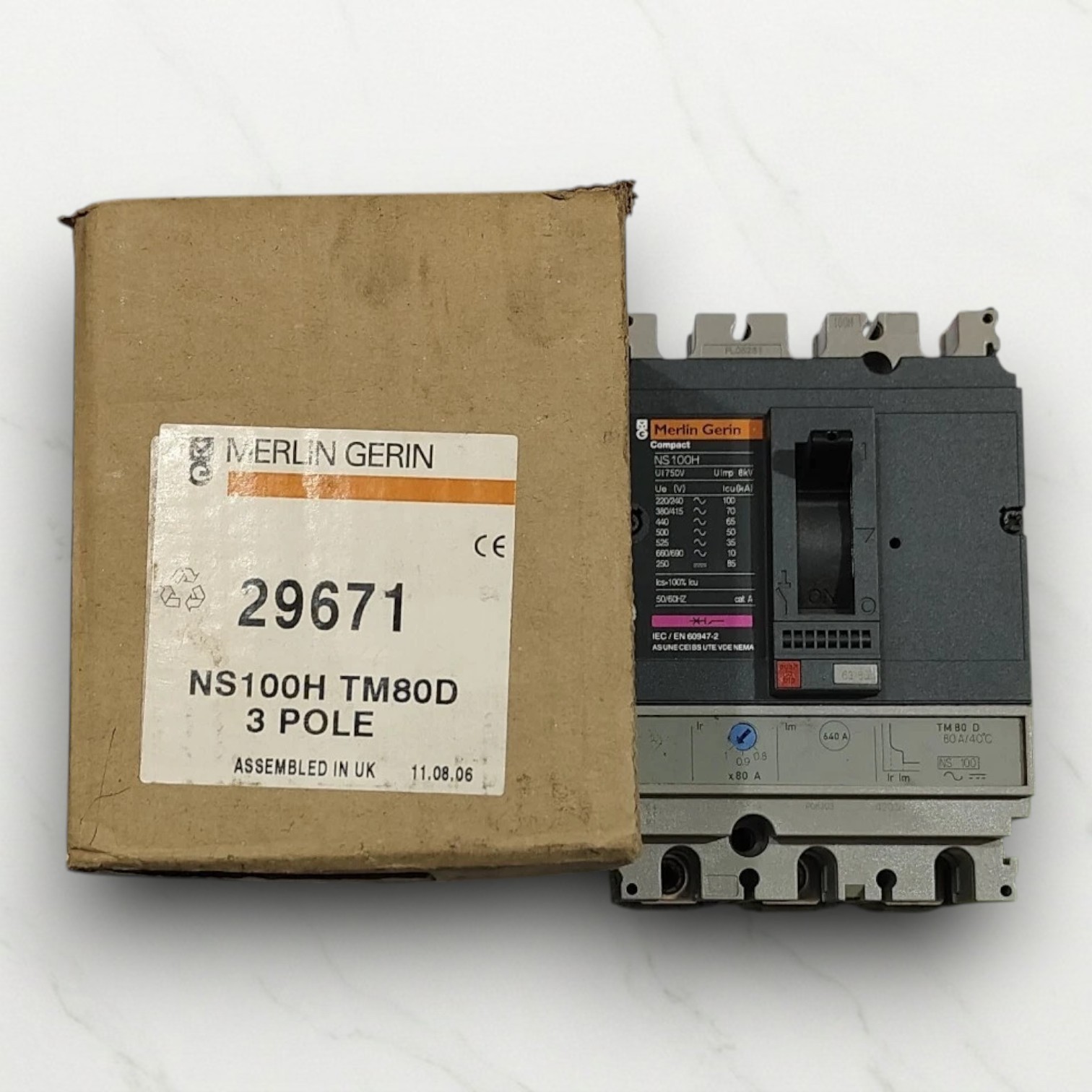 MERLIN GERIN NS100H TM80D CIRCUIT BREAKER 80AMP 440VAC 65KA FREE FAST SHIPPING