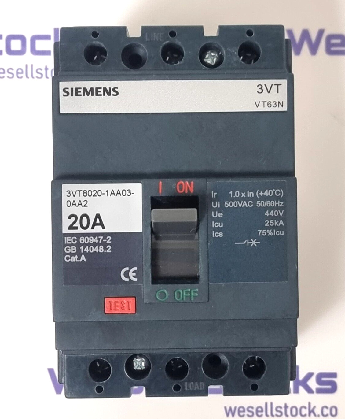 SIEMENS 3VT8020-1AA03-0AA2 Circuit Breaker 20A