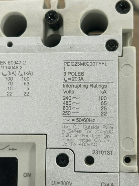 Eaton PDG23M0200TFFL 200A 600V Circuit Breaker – White