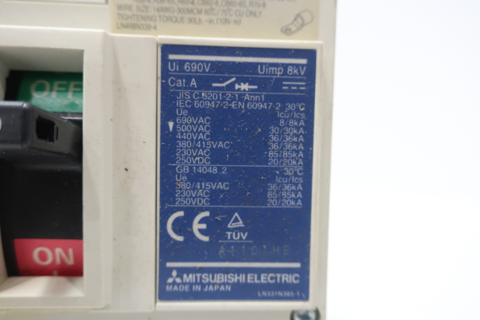 Mitsubishi NF-SFW3100 Molded Case Circuit Breaker 100a 600v-ac 3p