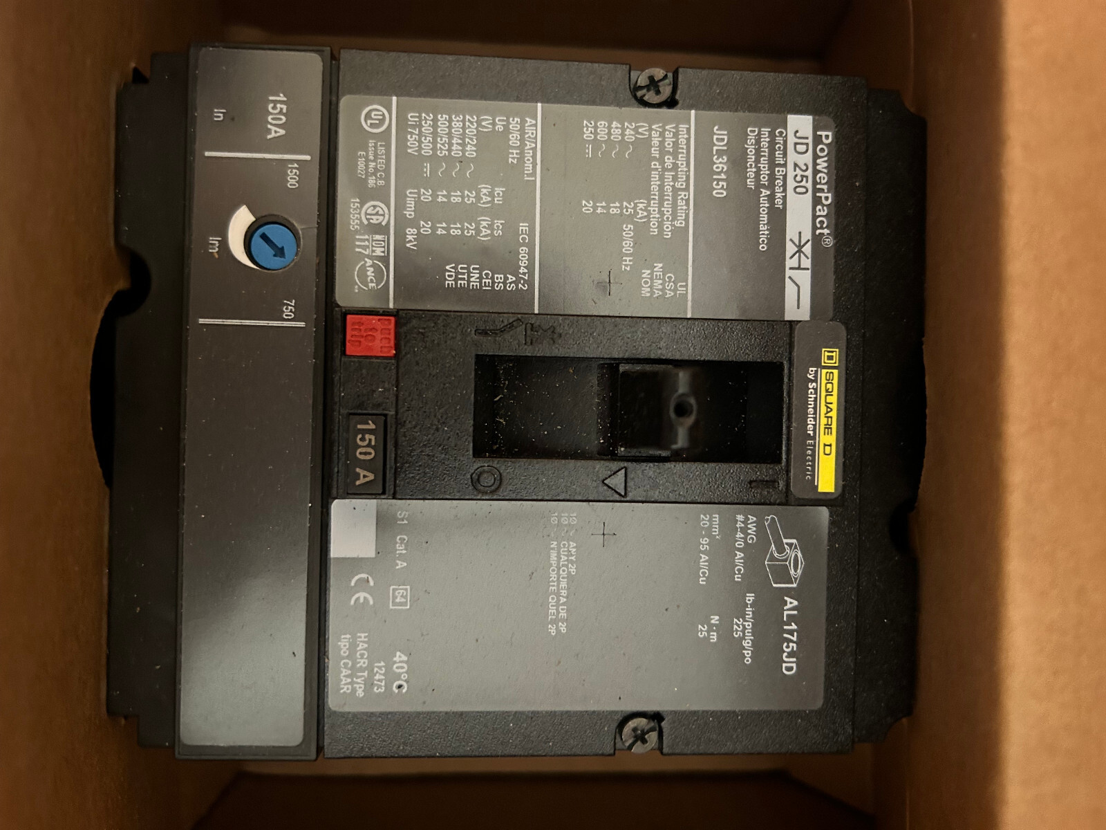 Square D JDL36200 200Amp 600V Circuit Breaker