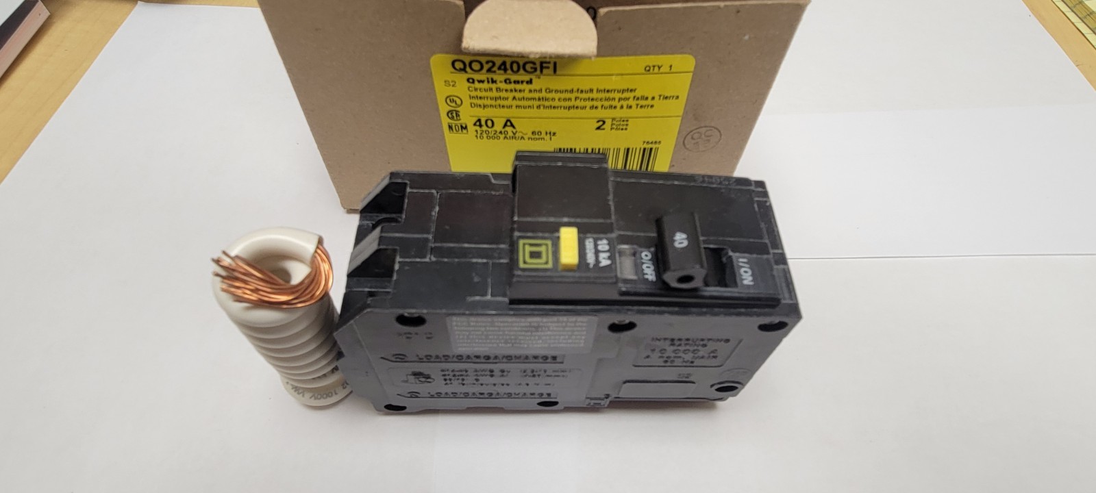 SQUARE D TYPE QO GROUND FAULT QO240GFI 2 POLE 40 AMP GFCI FOR QO LOADCENTERS