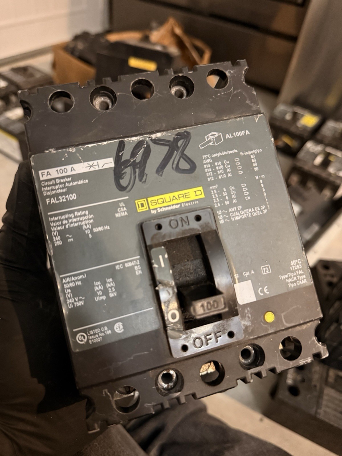 Square D FA 100 A (CAT: FAL320100) Circuit Breaker 3-pole