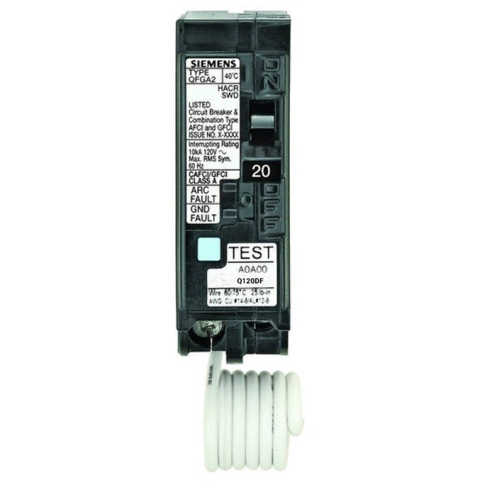 Q120DF – Siemens Plug-In 120V 20A 1 pole circuit breaker 10kA@120V