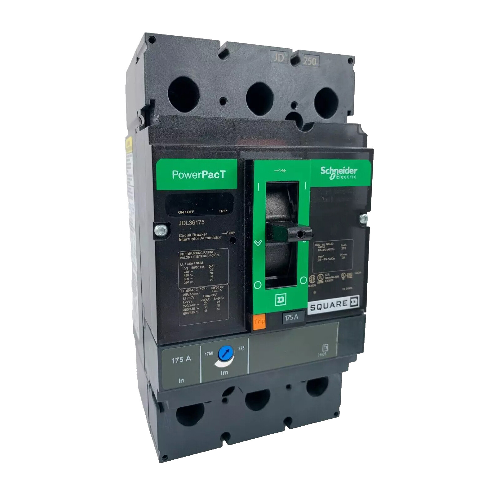NIB – Square D – JDL36175 – Circuit Breaker, Powerpact J, 175A, 3 Pole, Thermal