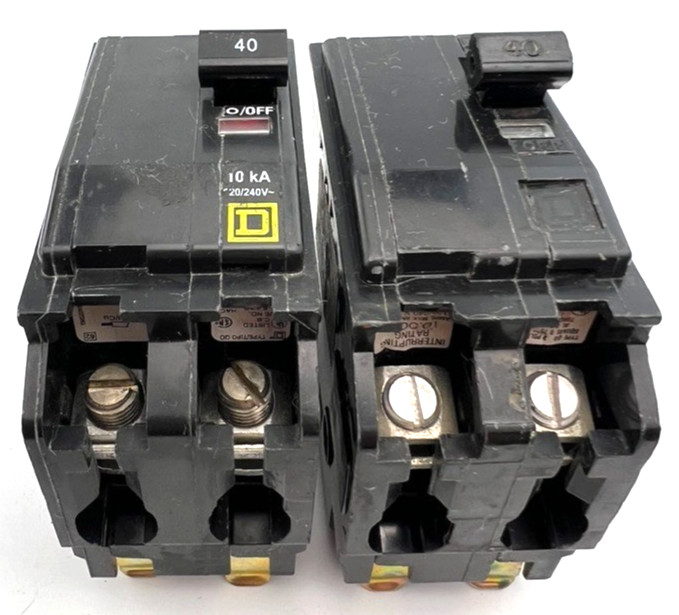 Square D QO240 40 Amp 2 Pole Circuit Breaker 240VAC Plug On QO 40A (Lot Of 2)