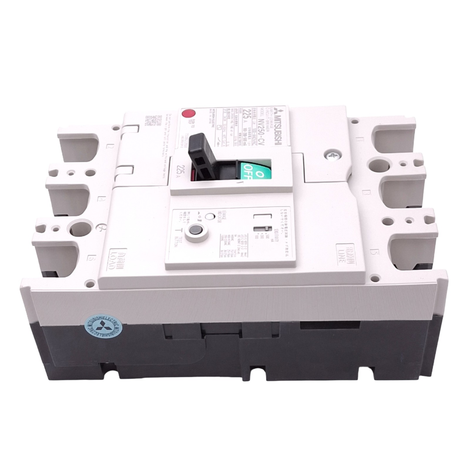 Mitsubishi NV250-CV 3P 225A Earth-Leakage Circuit Breaker, 3-Pole, 225A, 440VAC