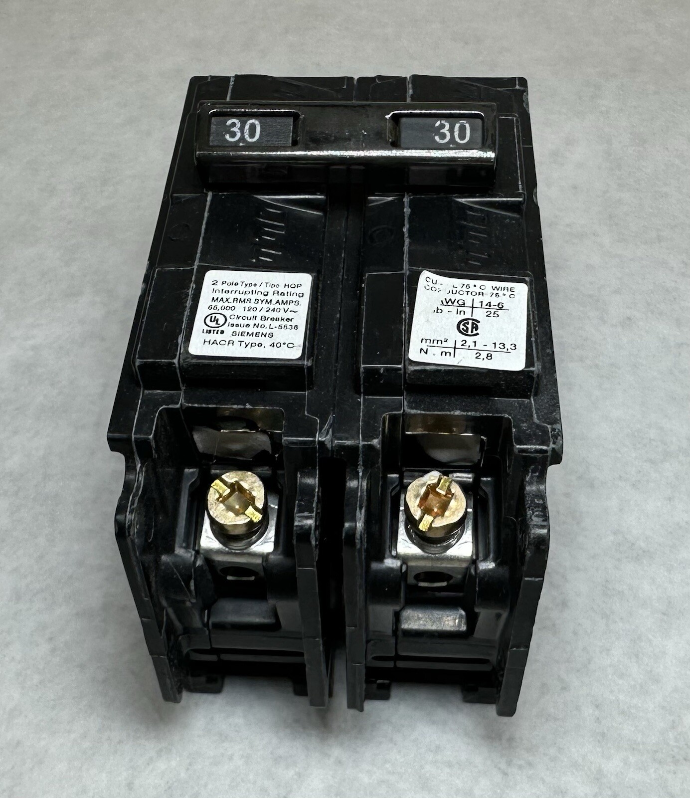 NEW Siemens Q230HH Circuit Breaker 30 Amp, 120/240V, 2-Pole, Type HQP, 65 kA