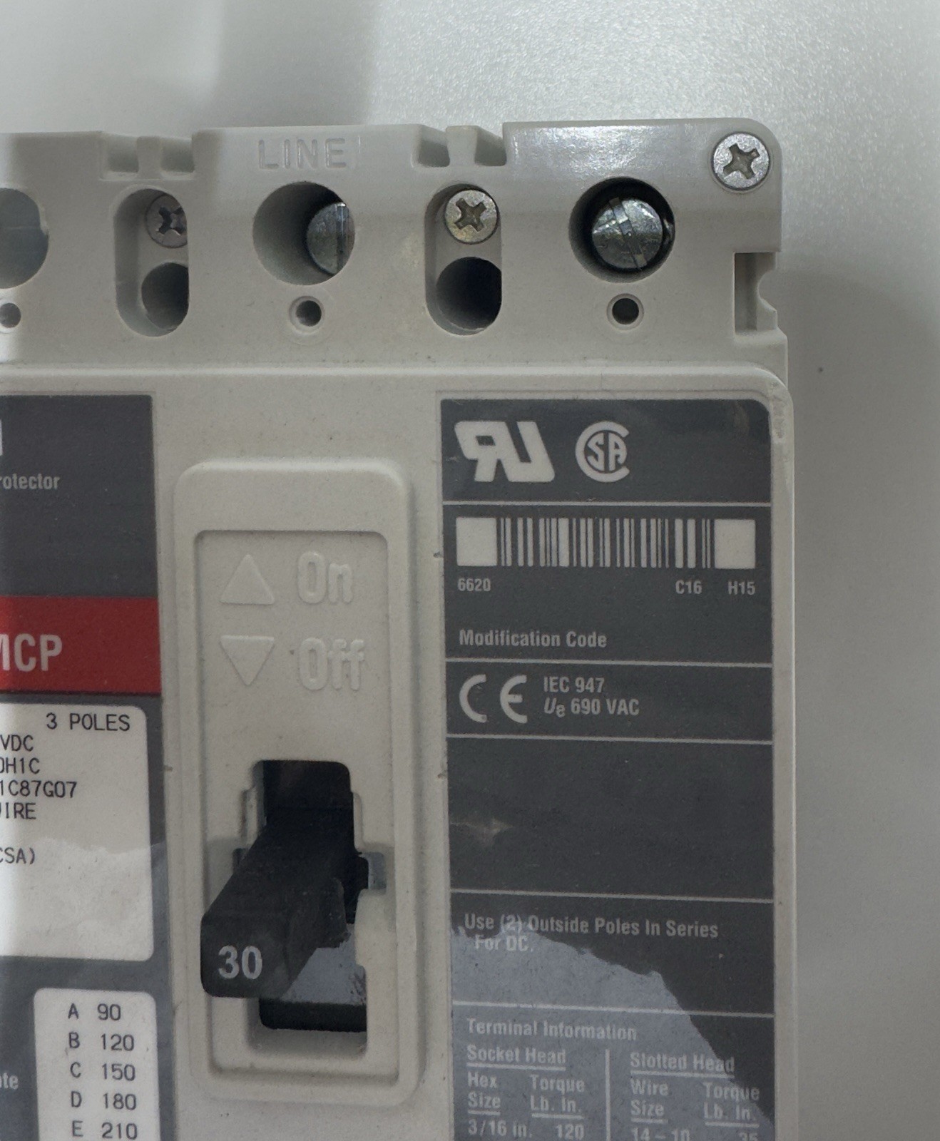 Eaton HMCPS030H1C Motor Circuit Breaker 30 Amp