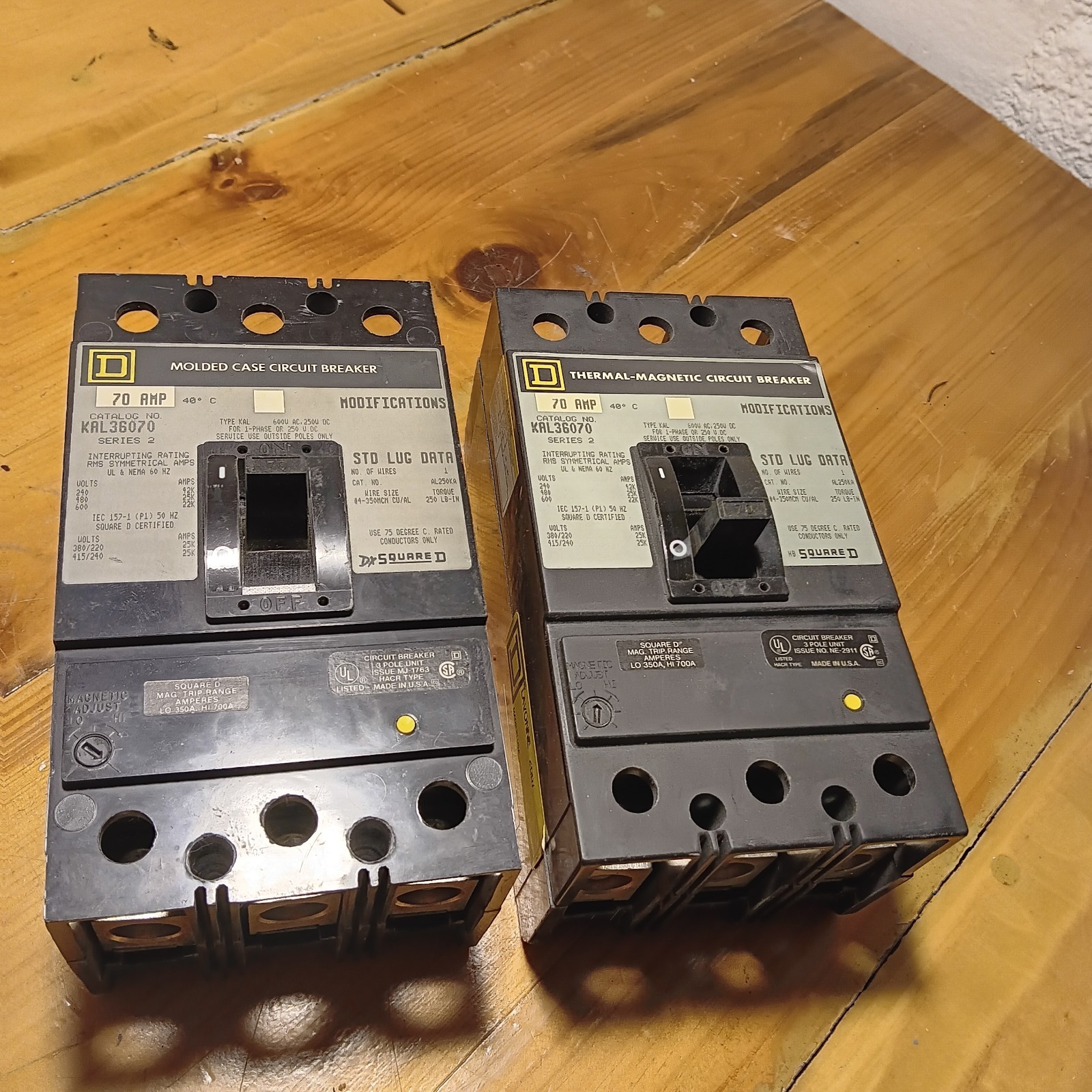 Square D KAL36070 70Amp 3Pole 25kA@480VAC I-Line Breaker Nice!