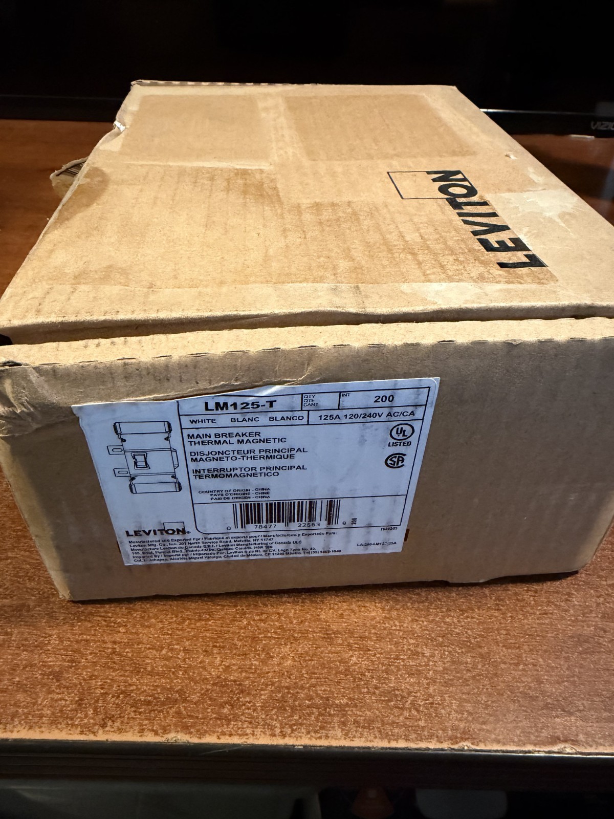 125A 2-Pole Main Circuit Breaker, Thermal Magnetic, White, LM125-T